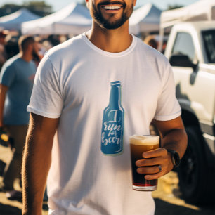 I Run For Beer Fitness Humour Blue Bottle T-Shirt
