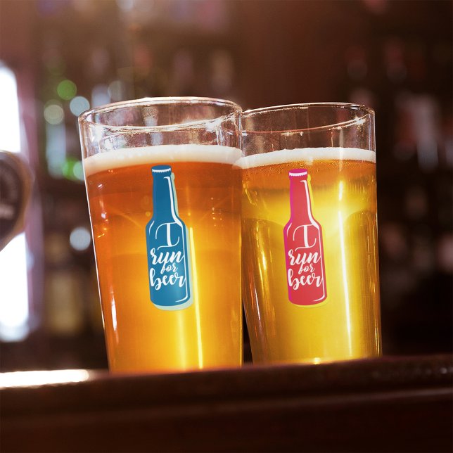 I Run For Beer Fitness Humour Red Bottle Glass (Creator Uploaded)