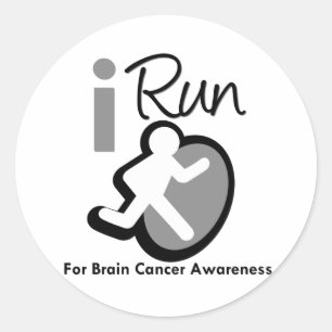 I Run For Brain Cancer Awareness Classic Round Sticker