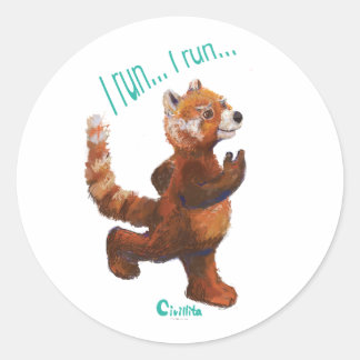 I run I run Jogging Red Panda Sticker
