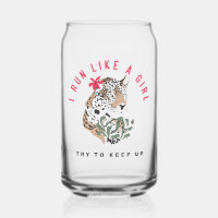 I Run Like A Girl Motivational Red Leopard Graphic