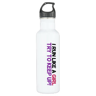 I run like a girl try to keep up 710 ml water bottle