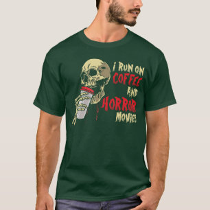 I Run On Coffee And Horror Movies retro family T-Shirt