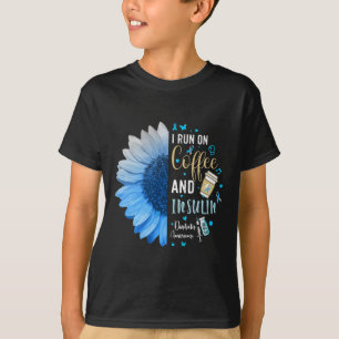 I Run On Coffee And Insulin Gift For Diabetes Awar T-Shirt