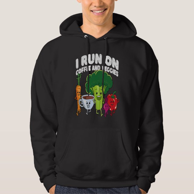I Run On Coffee And Veggies Vegan Runner Vegetaria Hoodie (Front)
