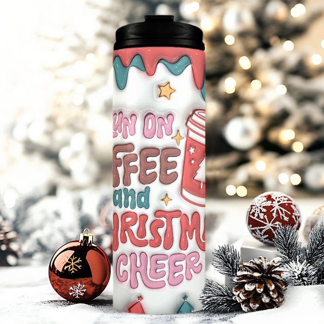 I Run on Coffee Christmas Cheer 3D Inflated Puff Thermal Tumbler (Creator Uploaded)