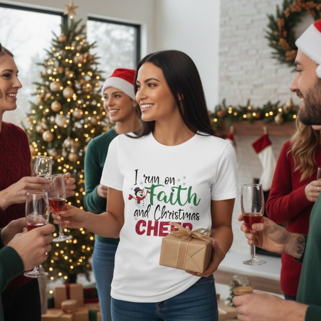 I Run On Faith and Christmas Cheer Festive T-Shirt (I Run On Faith and Christmas Cheer Festive T-Shirt)
