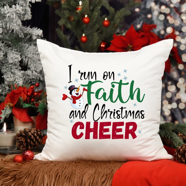 I Run On Faith and Christmas Cheer Inspirational Cushion (Creator Uploaded)