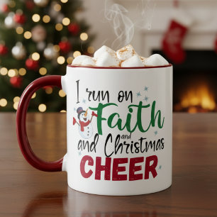 I Run On Faith and Christmas Cheer Two-Tone Coffee Mug