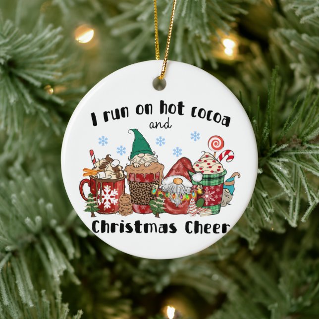 I Run On Hot Cocoa And Christmas Cheer Ceramic Tree Decoration (Tree)