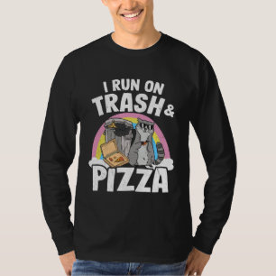 I Run On Trash And Pizza Rainbow Raccoon T-Shirt