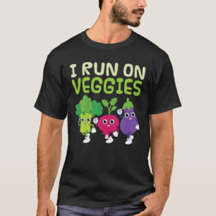 I Run On Veggies Gift Funny Healthy Vegan Vegetari T-Shirt