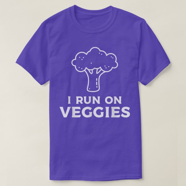 I Run On Veggies Vegan Vegetarian  T-Shirt (Design Front)