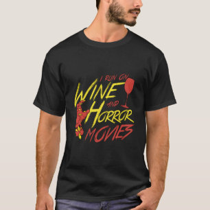 I Run On Wine And Horror Movies - Vintage Style Ha T-Shirt