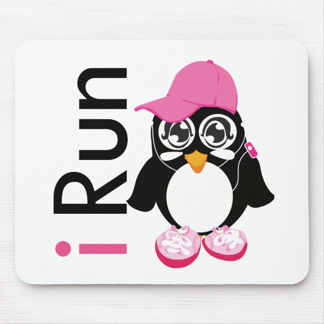 i Run Penguin Mouse Pad (Front)