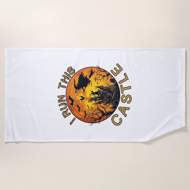 I run This  Halloween Haunted Castle (2)_1 Beach Towel (Front)