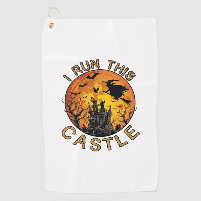 I run This  Halloween Haunted Castle (2)_1 Golf Towel (Front)