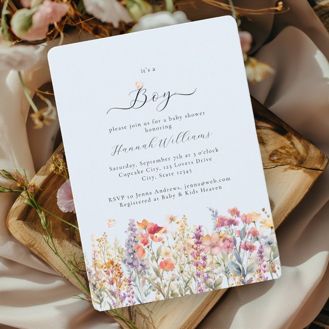 I´s a Boy! Modern, Wildflower, Baby Shower Invitation (Creator Uploaded)