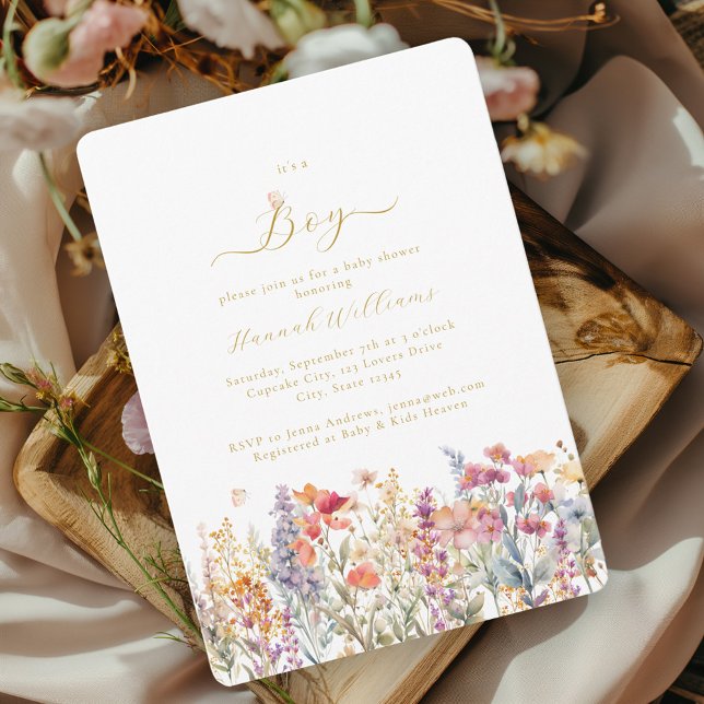 I´s a Boy! Modern, Wildflower, Baby Shower Invitation (Creator Uploaded)