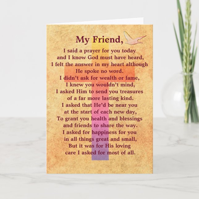 I said a prayer -- inspirational greeting card (Front)