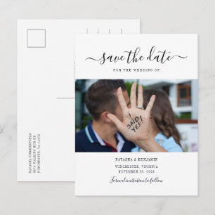 I Said Yes Engagement Photo Save The Date Announcement Postcard