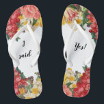 I said yes! Flip flops with painted floral design<br><div class="desc">Summer is here and the beach is calling,  put on these flip flops with beautiful floral design and let everybody know about your answer.</div>