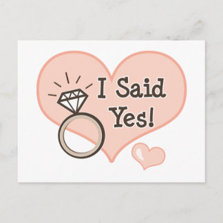 I Said Yes Wedding Announcement Postcard