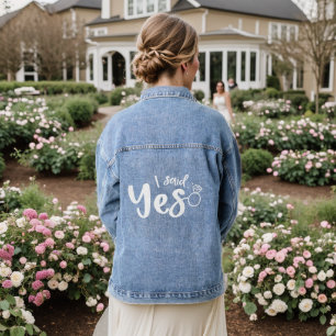I Said Yes Wedding Engagement Typography Denim Jacket
