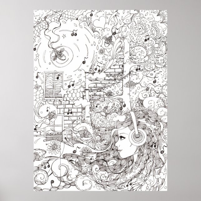 I sat by the Ocean - illustration Poster (Front)