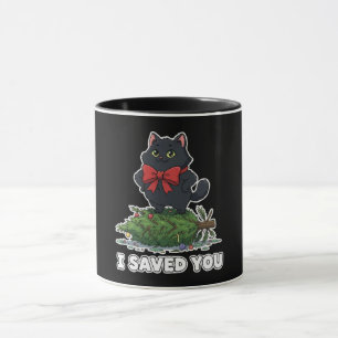 "I Saved You" Funny Black Cat Christmas Tree Mug