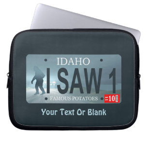 "I Saw 1" Sasquatch License Plate Laptop Sleeve