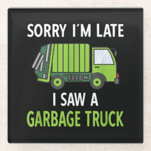 I Saw a Garbage Truck Costume  Recycling Garbage Glass Coaster