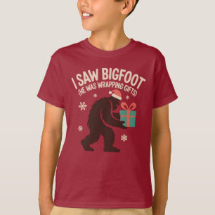 I Saw Bigfoot (He Was Wrapping Gifts), Xmas Humour T-Shirt