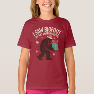 I Saw Bigfoot (He Was Wrapping Gifts), Xmas Humour T-Shirt
