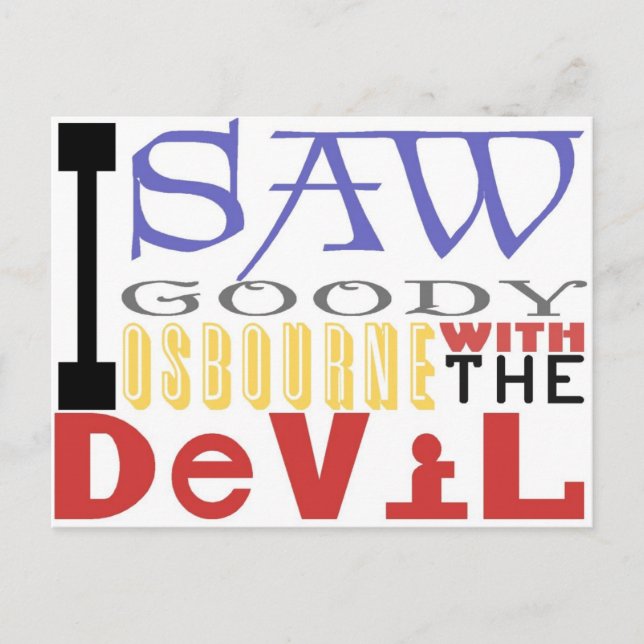 I Saw Goody Osbourne w/ The Devil Postcard (Front)