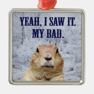 I Saw It Groundhog Day Metal Tree Decoration