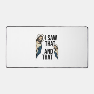 I Saw That Funny Jesus Peeking Vintage Shirt Desig Desk Mat