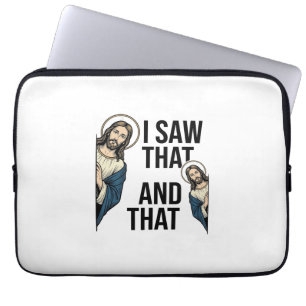 I Saw That Funny Jesus Peeking Vintage Shirt Desig Laptop Sleeve