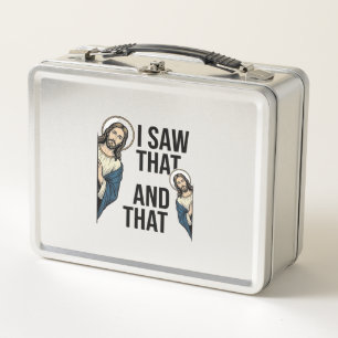 I Saw That Funny Jesus Peeking Vintage Shirt Desig Metal Lunch Box