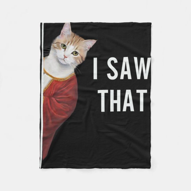 I Saw That Funny Kitten Cute Cat Christmas Jesus G Fleece Blanket (Front)