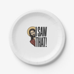 I Saw That Funny Religious Peek Graphic Design_1 Paper Plate
