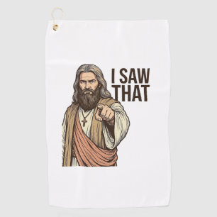 I Saw That Religious Pointing Vintage Engraving Sh Golf Towel
