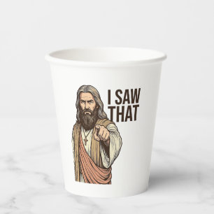 I Saw That Religious Pointing Vintage Engraving Sh Paper Cups