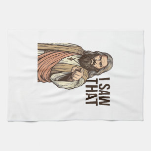 I Saw That Religious Pointing Vintage Engraving Sh Tea Towel