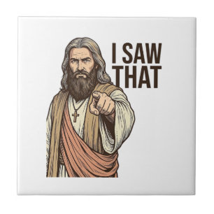 I Saw That Religious Pointing Vintage Engraving Sh Tile