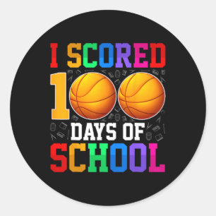 I Scored 100 Days Of School Bysketll Kids Student  Classic Round Sticker