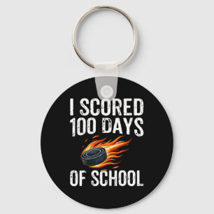 I Scored 100 Days Of School Hockey Kids Student Te Key Ring