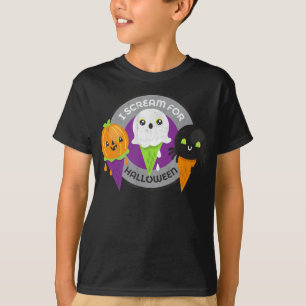 I Scream for Halloween Pumpkin Spider Ghost T-Shirt