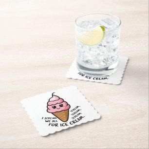 I Scream For Ice Cream Paper Coaster
