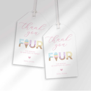 I Scream Four Ice Cream Birthday Favour Tags